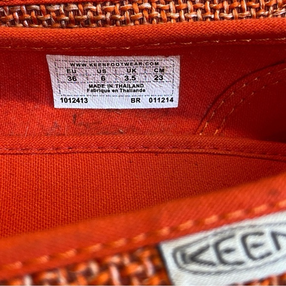 Keen slip on shoes pumpkin orange cream jute material open toe wedge pump size 6 - Picture 9 of 14